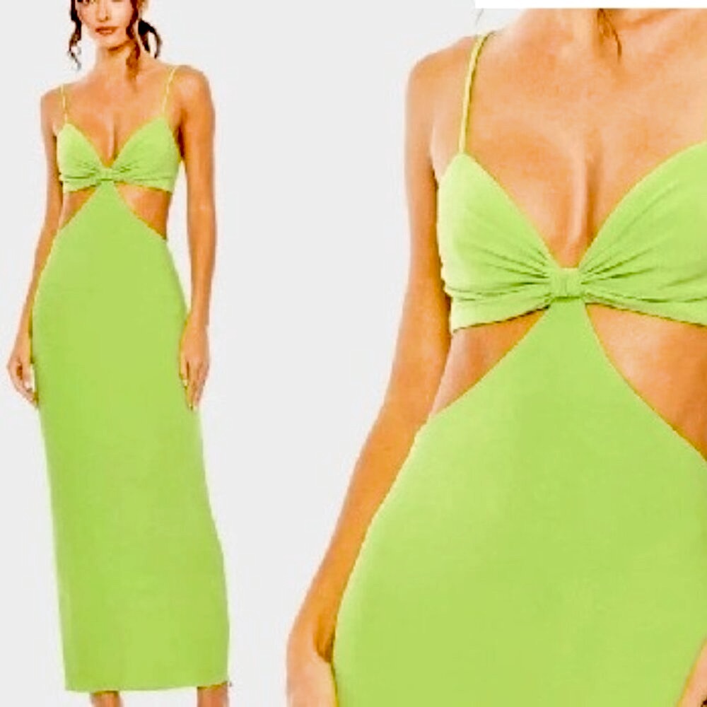 NWT Mac Duggal 27110 Cutout Green Maxi Dress Size 4